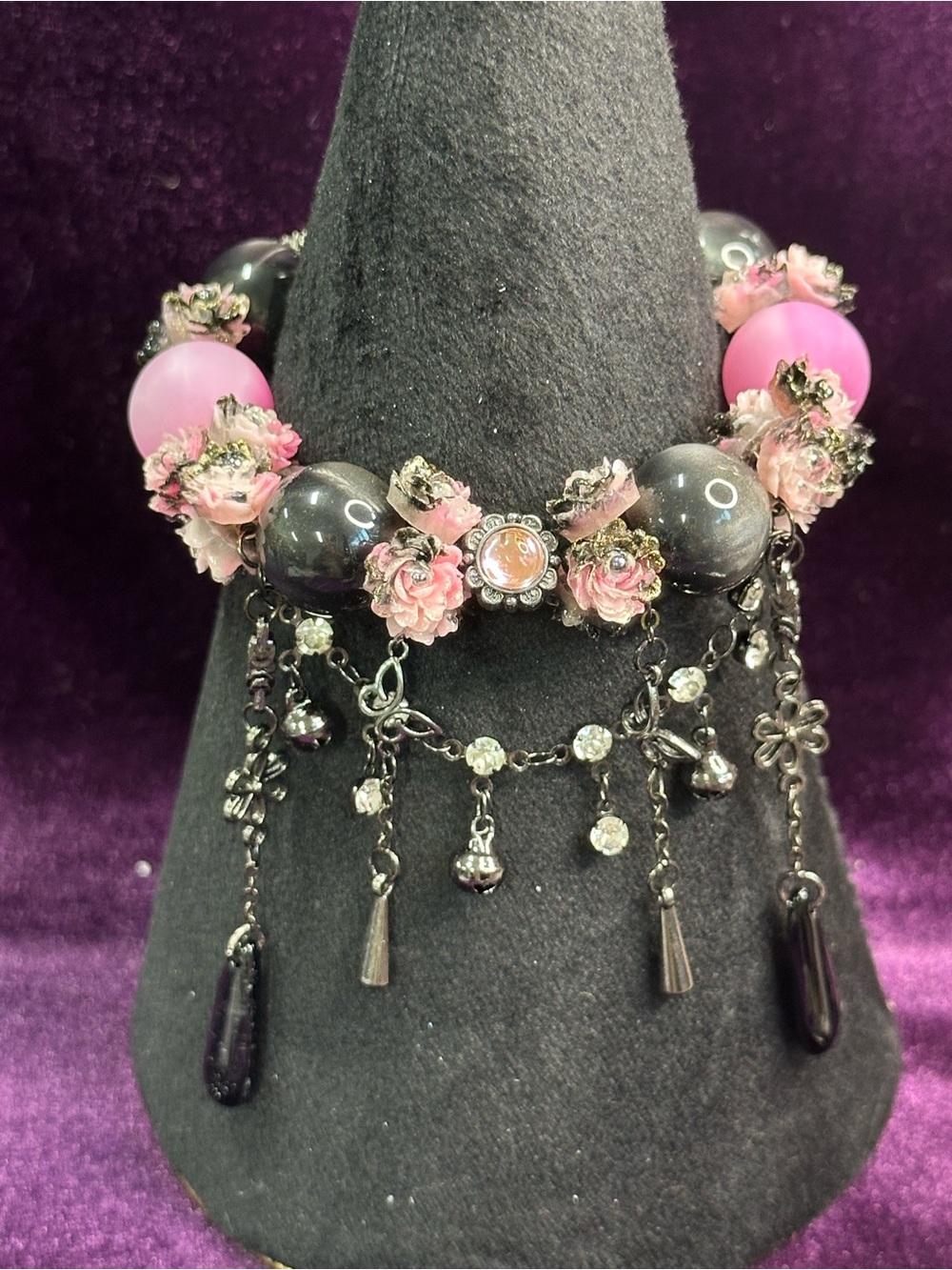 Magical Handmade Bracelet – Pastel Galaxy, Flowers & Intricate Dangles